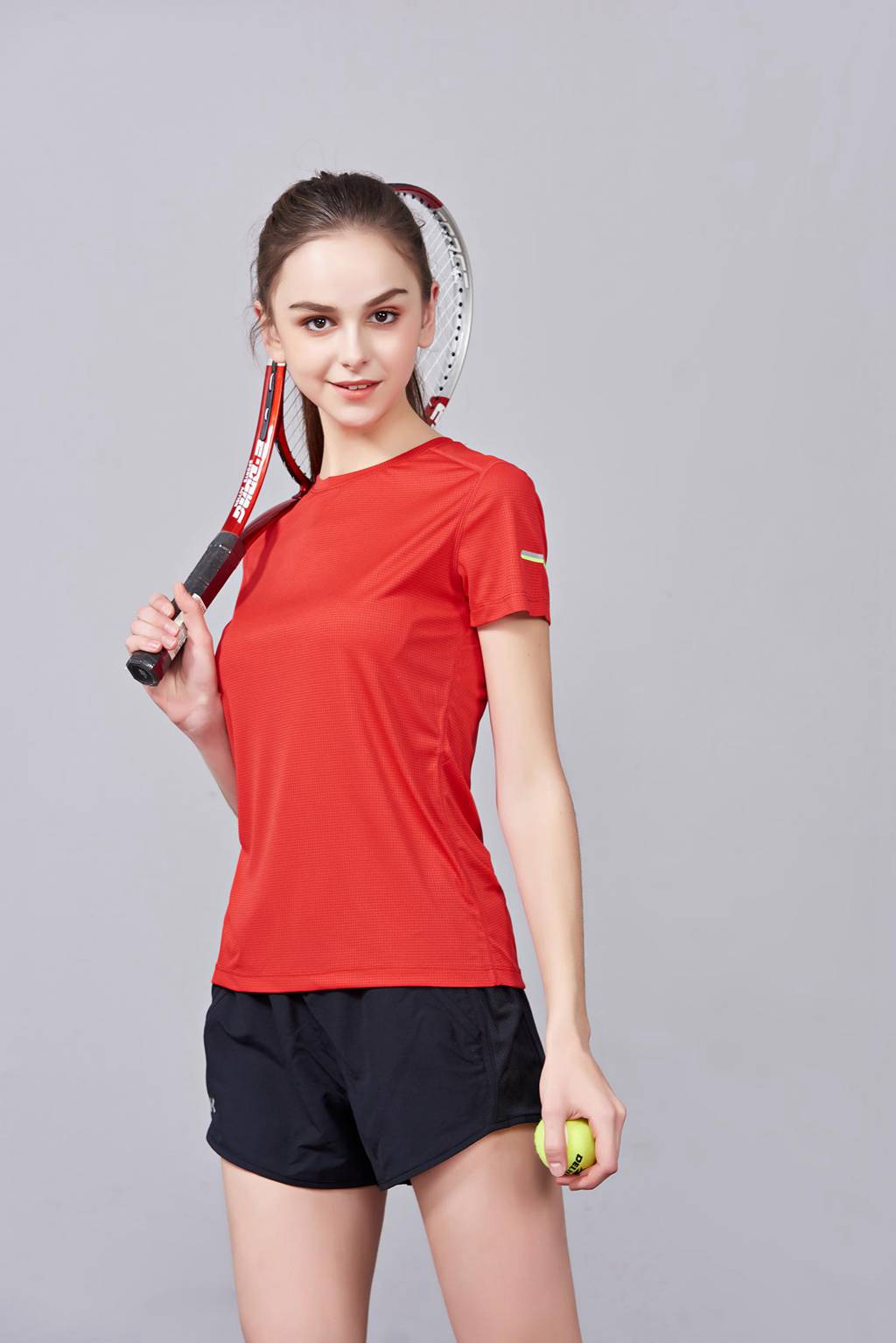 超彈力純色上衣 夏季男女裝T恤文化衫紅色 【圓領(lǐng)】