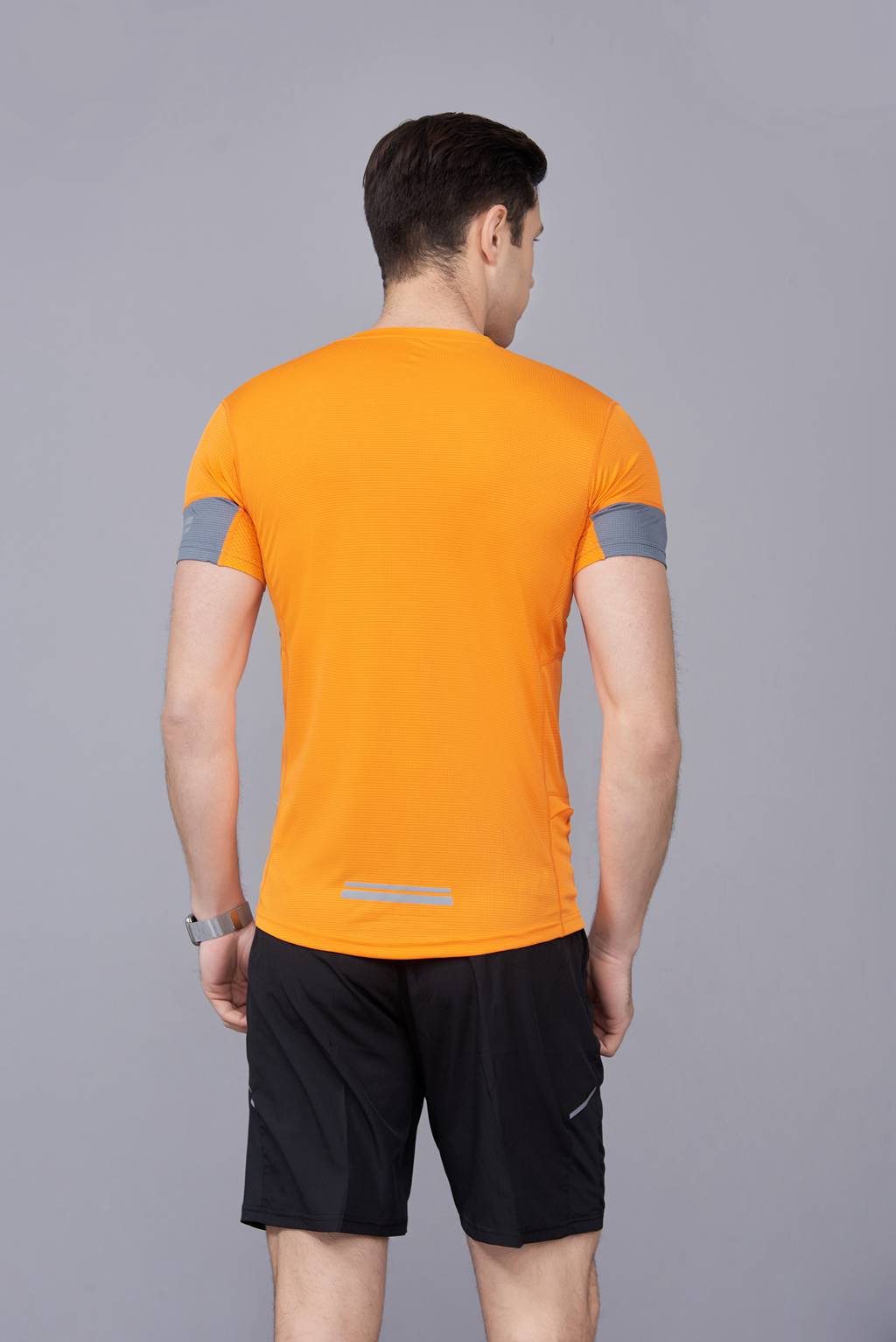 男裝新款情侶裝純色T恤 男上衣潮純棉圓領 短袖T恤 橘色