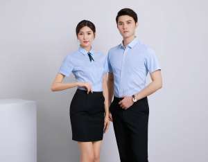 襯衫定制 時(shí)尚襯衫男女士夏季 淺藍(lán)色