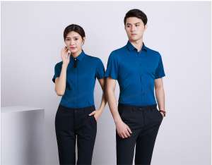 襯衫定制 時(shí)尚襯衫男女士夏季 寶藍(lán)色