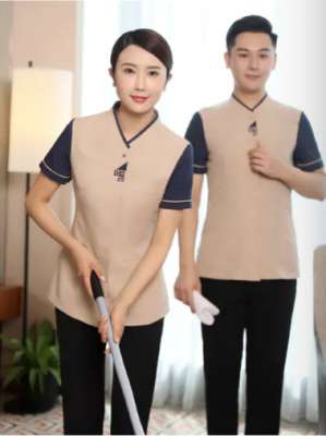 保潔服定制 舒適保潔服男女士夏季 粉