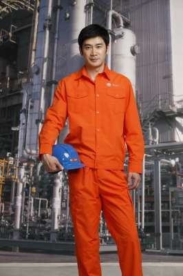 工服定制 耐磨工作服男士 橘色長袖工